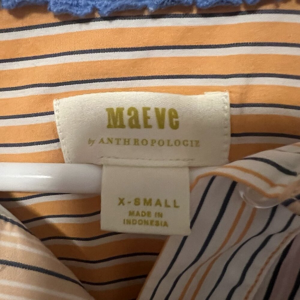Anthropologie Maeve Alix Stripe Henley Popover Oversized Tunic Size XS Patchwork - Picture 3 of 11